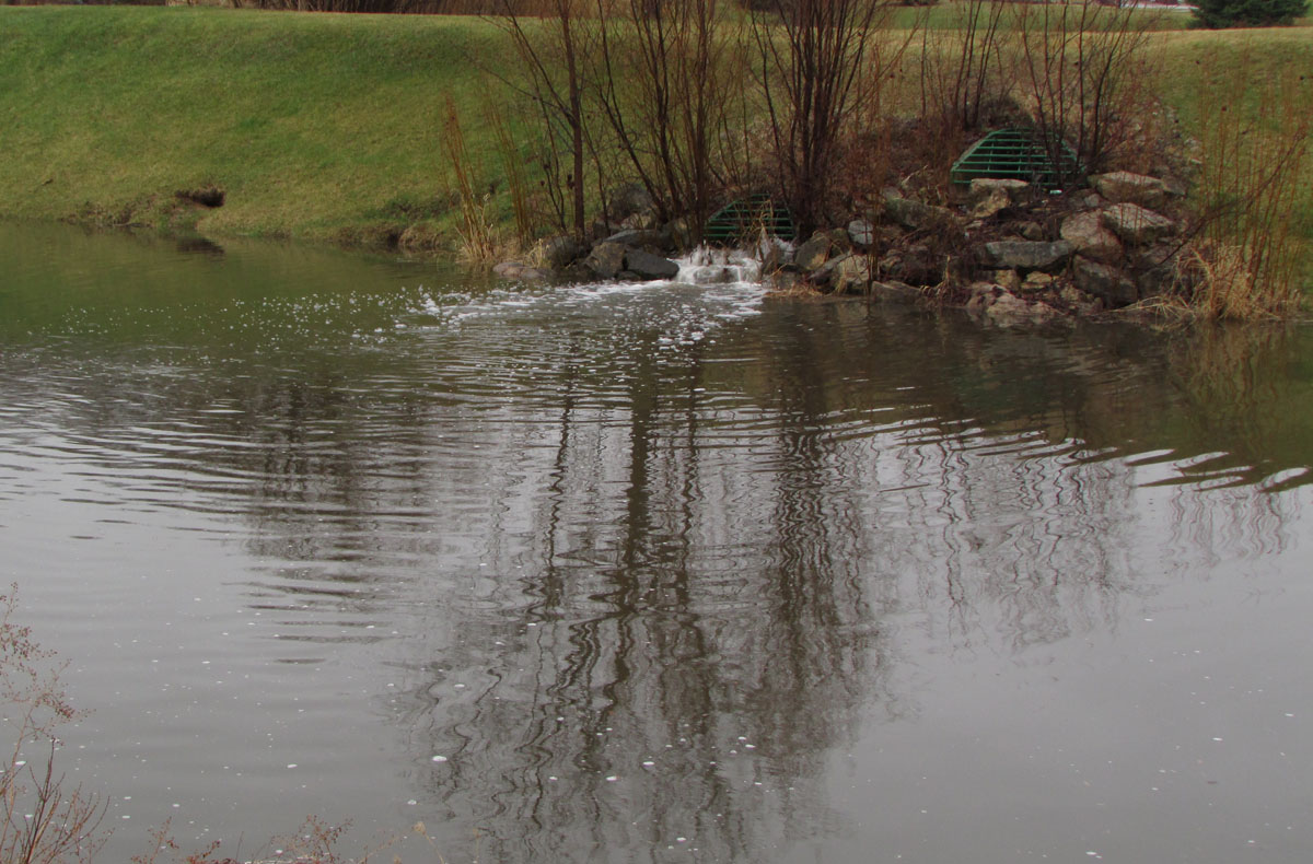 retention pond filling after rainstorm